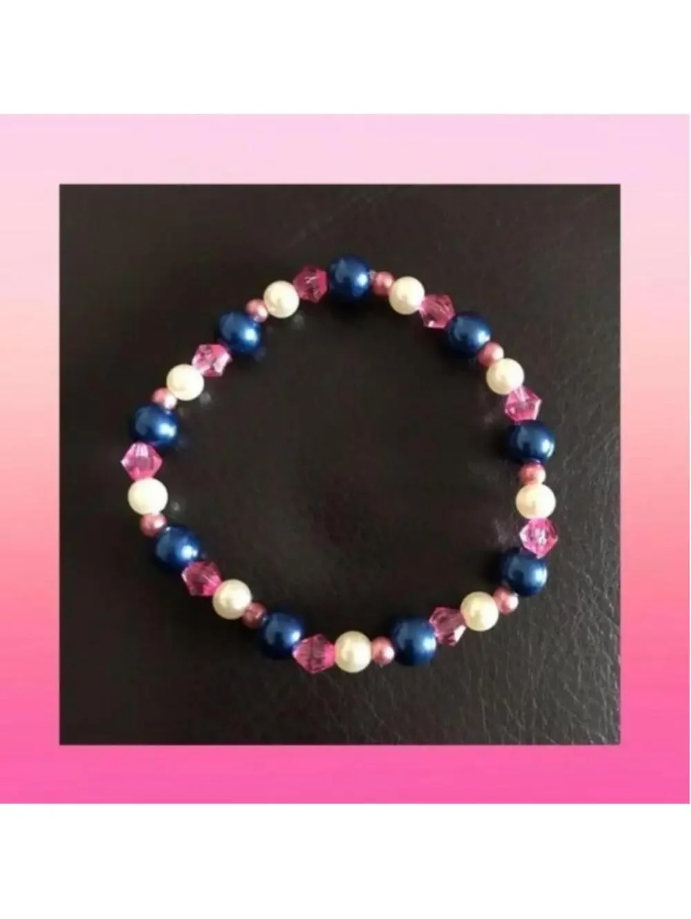 Elegant Blue and Pink Beaded Bracelet‎